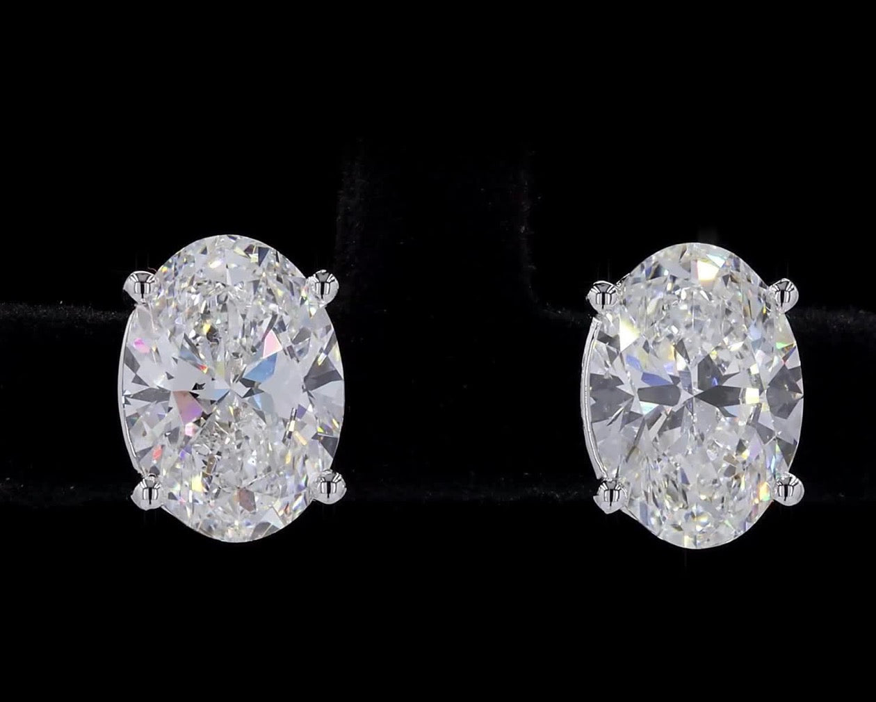 5.00 CTW Oval Lab Diamond Stud Earrings – 14K White Gold