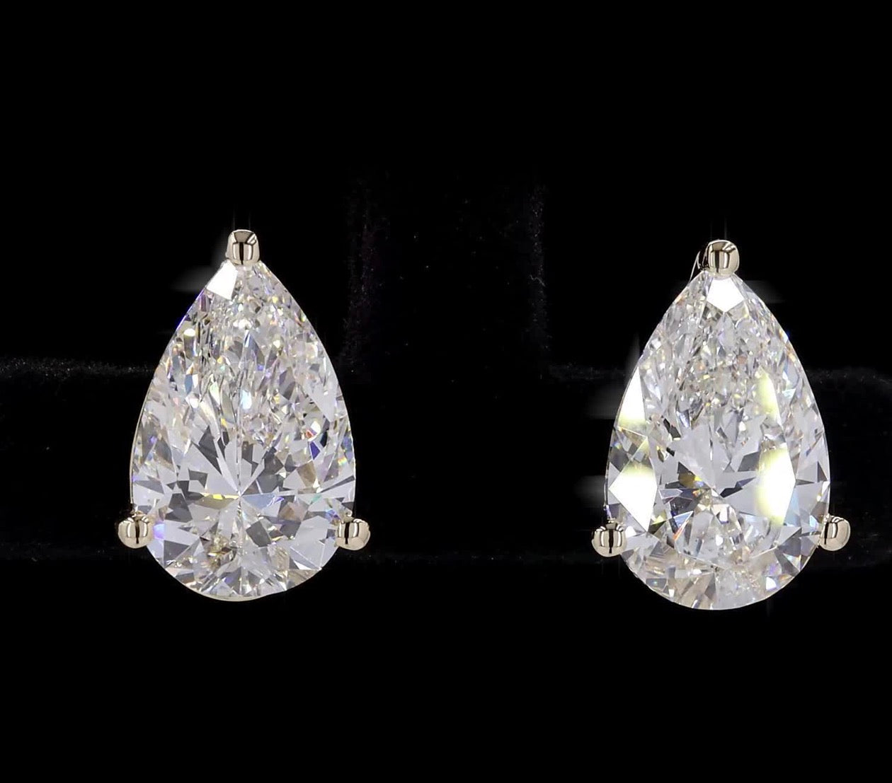 5.00 CTW Pear Lab Diamond Stud Earrings – 14K Yellow Gold