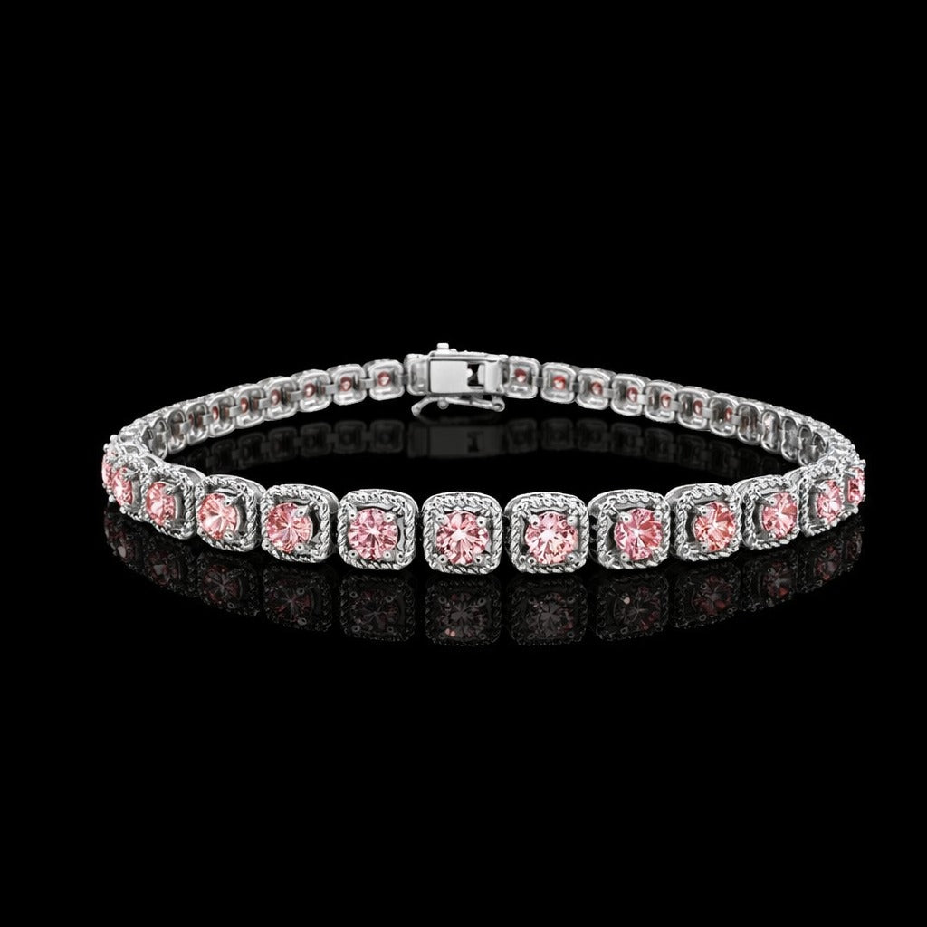 Intense Pink Lab Diamond Tennis Bracelet – 14K White Gold (2.97 CT)