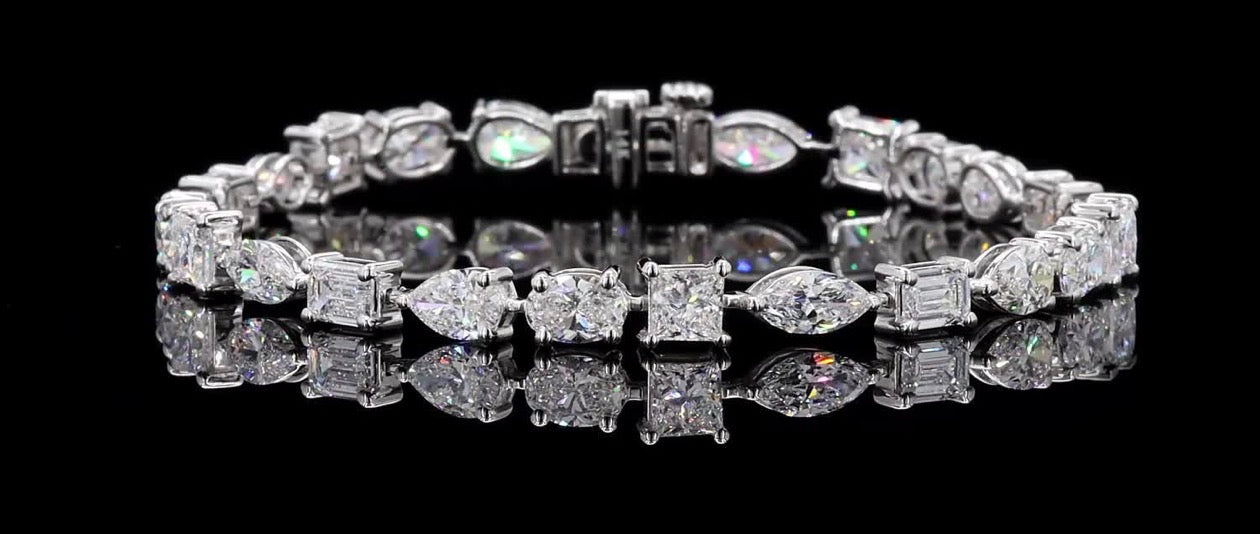 10 CT Multi-Shape Lab Diamond Tennis Bracelet – 14K White Gold