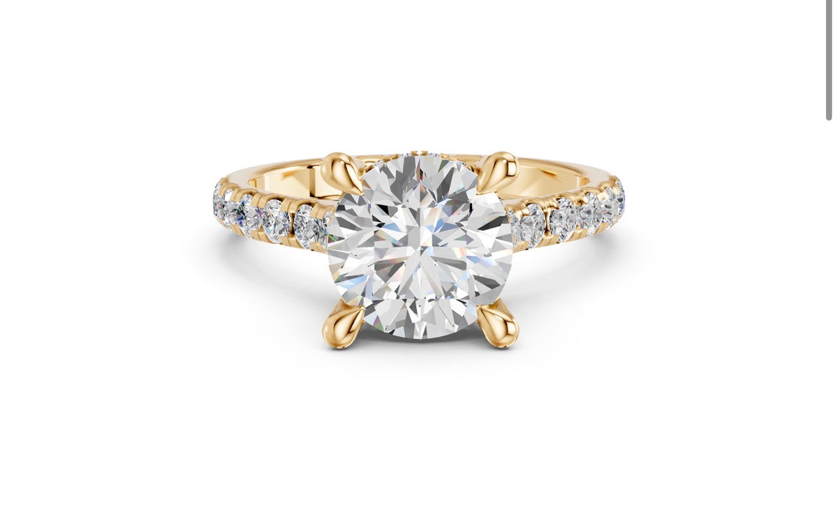 2.20 CTW Round Lab Diamond Engagement Ring – 14K White Gold or Yellow Gold