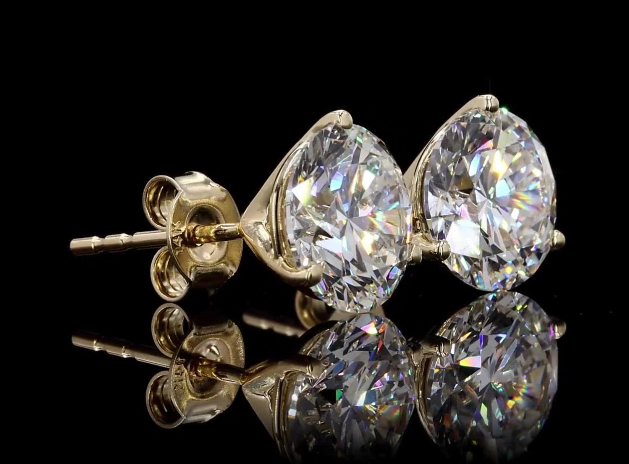 5.00 CTW Round Lab Diamond Stud Earrings – 14K Yellow Gold