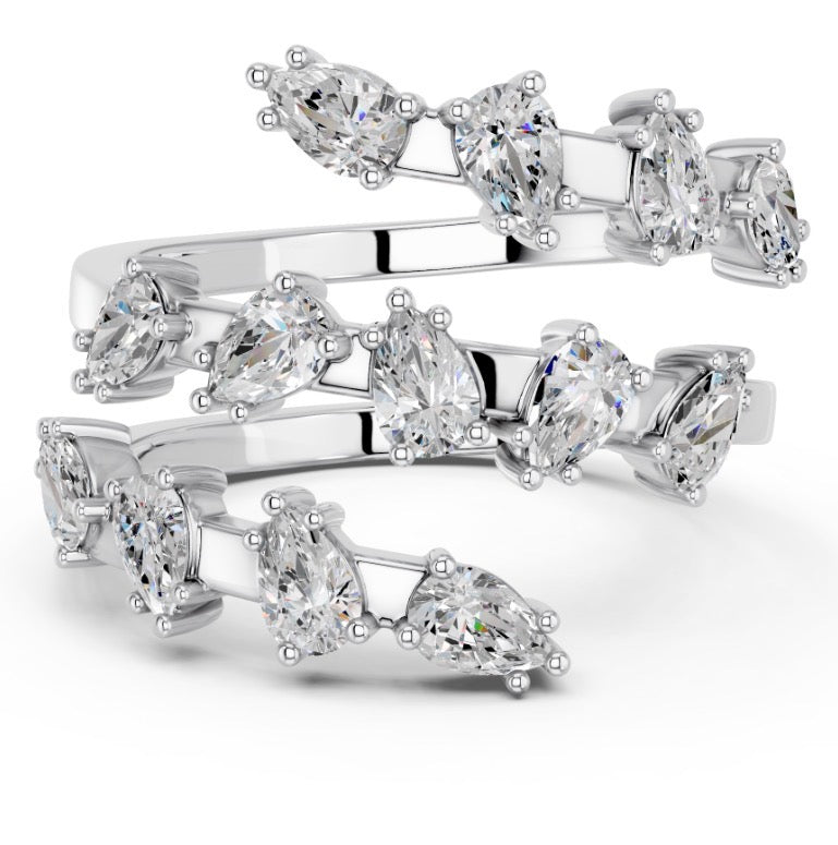 1.12 CTW Pear Lab Diamond Swirl Ring