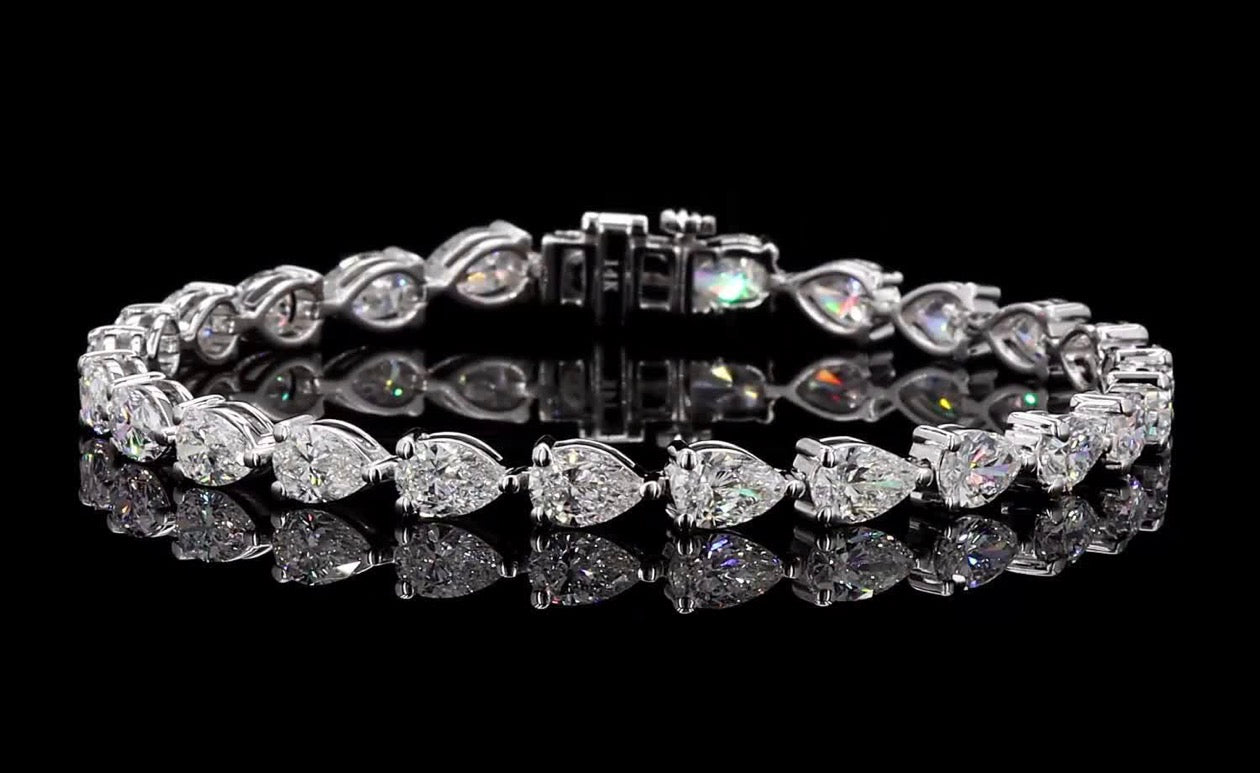 10.08 CTW East-West Pear Lab Diamond Tennis Bracelet – 14K White Gold