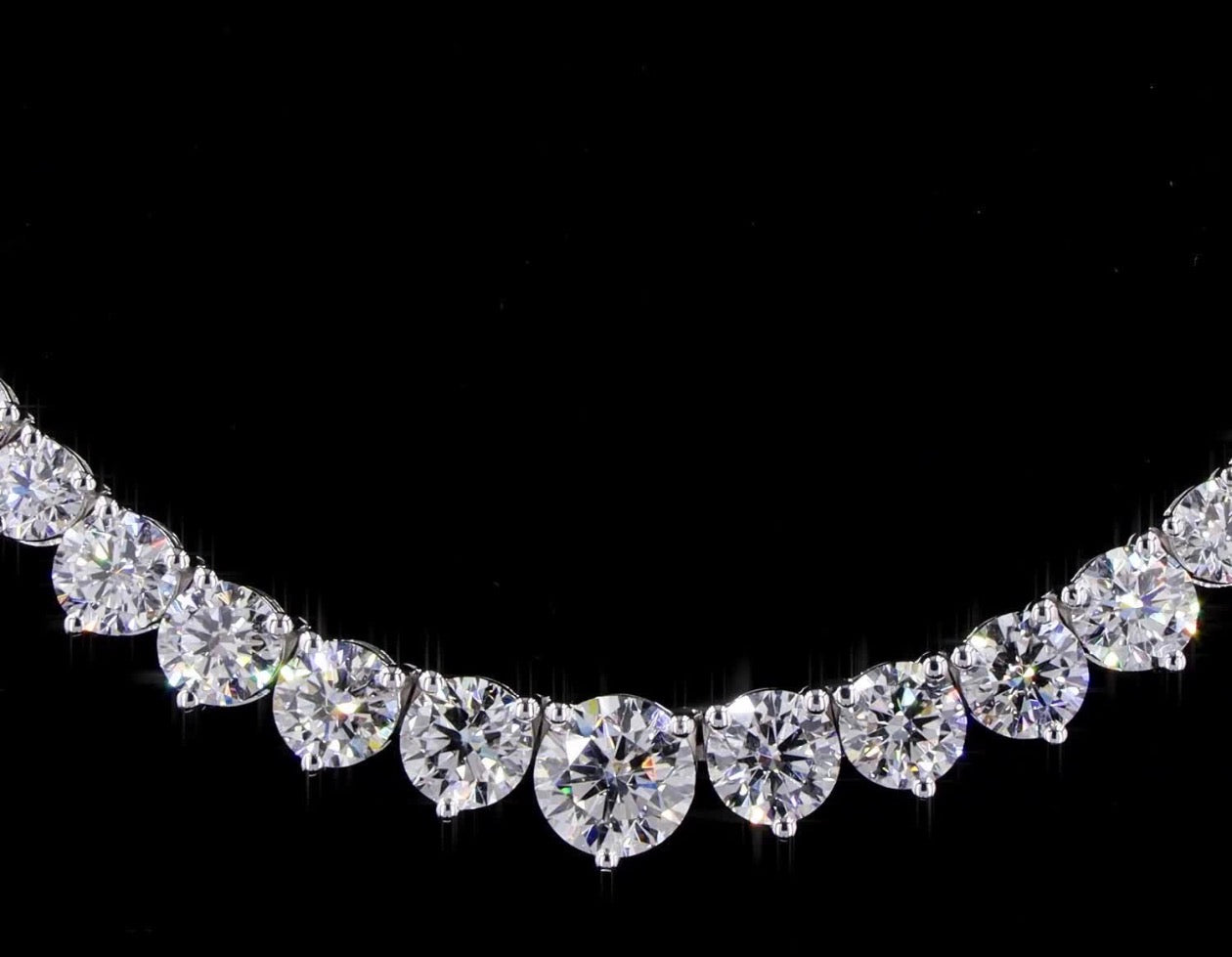 15 CT Lab-Grown Diamond Riviera Necklace – 14K White Gold