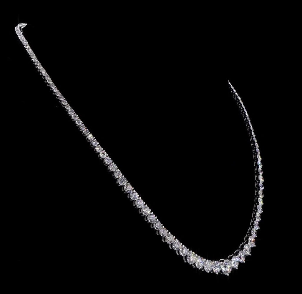 15 CT Lab-Grown Diamond Riviera Necklace – 14K White Gold