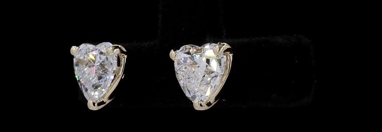 2 CT Heart Lab-Grown Diamond Stud Earrings – 14K Yellow Gold