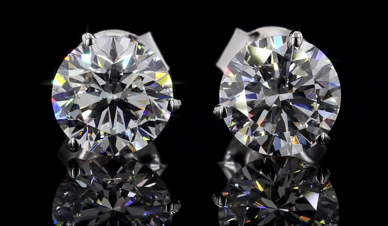 2 CT Lab-Grown Diamond Martini Stud Earrings – 14K White Gold