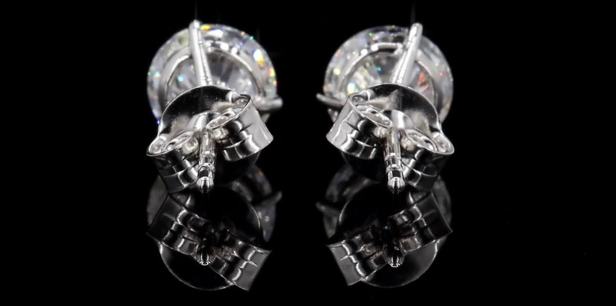 2 CT Lab-Grown Diamond Martini Stud Earrings – 14K White Gold