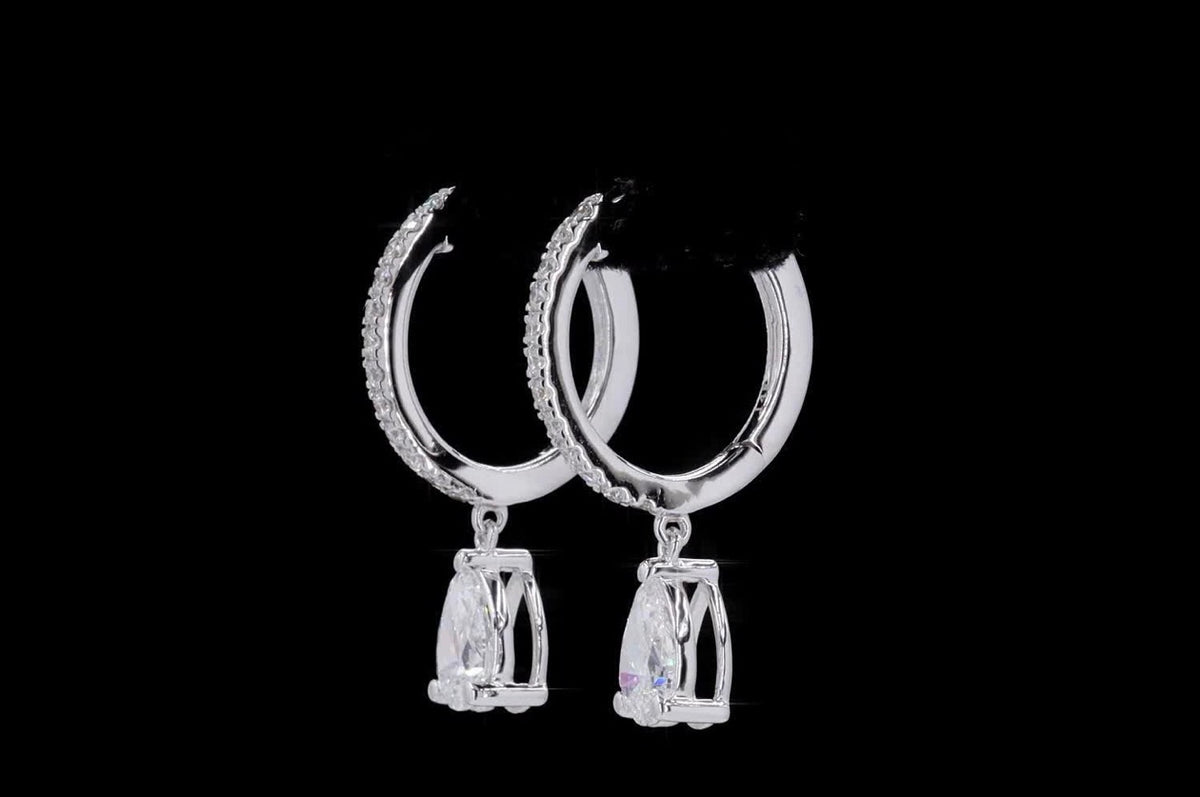 1.25 CT Pear Lab-Grown Diamond Drop Earrings – 14K White Gold