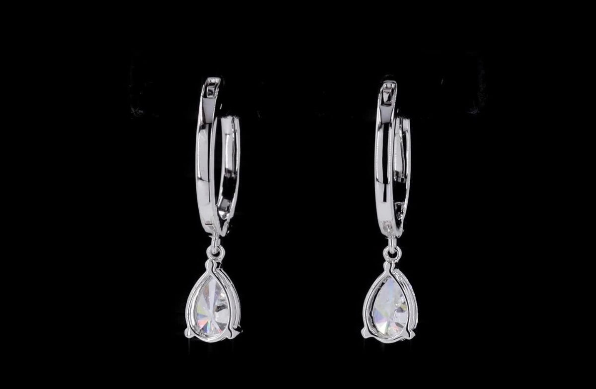 1.25 CT Pear Lab-Grown Diamond Drop Earrings – 14K White Gold