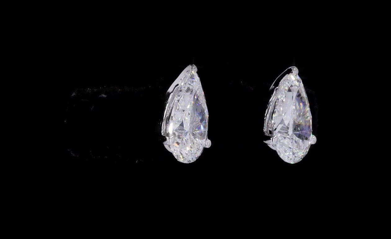 2 CT Pear Lab-Grown Diamond Stud Earrings – 14K White Gold