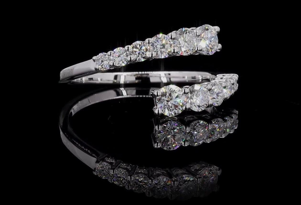 1 CT Lab-Grown Diamond Bypass Ring – 14K White Gold