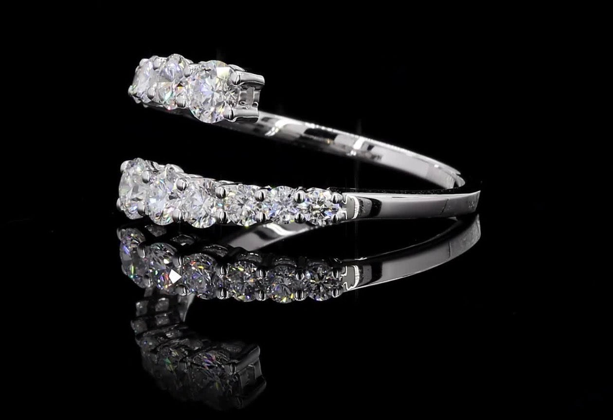1 CT Lab-Grown Diamond Bypass Ring – 14K White Gold