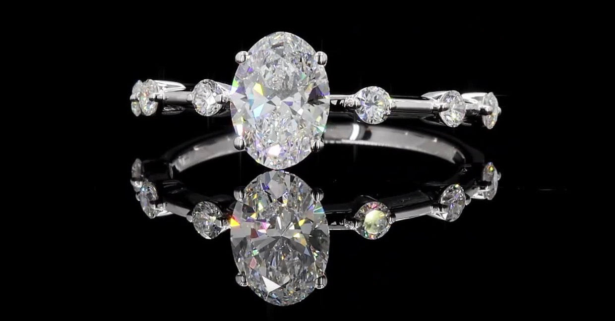 1.25 CT Oval Lab-Grown Diamond Engagement Ring – 14K White Gold