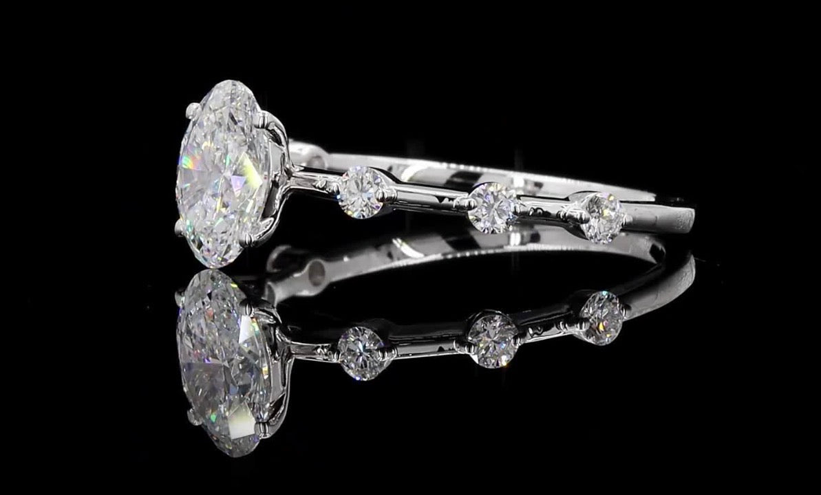 1.25 CT Oval Lab-Grown Diamond Engagement Ring – 14K White Gold
