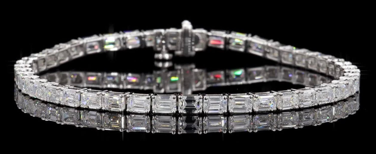8 CT Emerald Cut Lab Diamond Tennis Bracelet – 14K White Gold