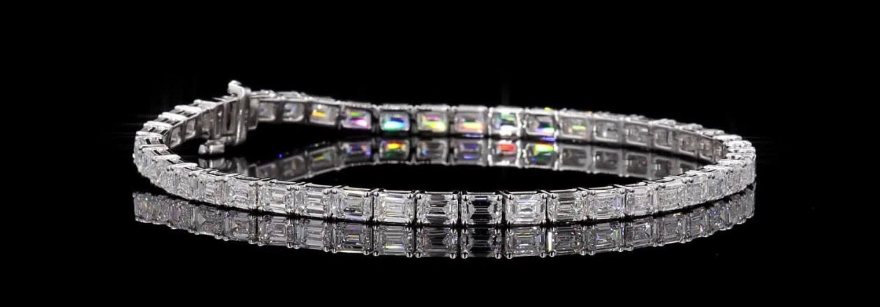 8 CT Emerald Cut Lab Diamond Tennis Bracelet – 14K White Gold