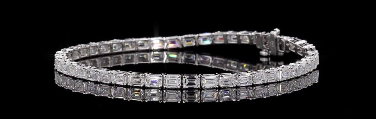 8 CT Emerald Cut Lab Diamond Tennis Bracelet – 14K White Gold