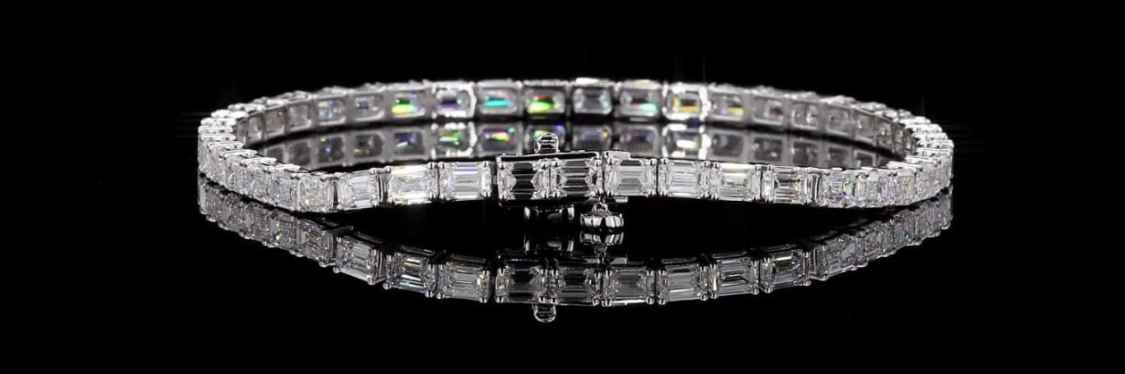 8 CT Emerald Cut Lab Diamond Tennis Bracelet – 14K White Gold