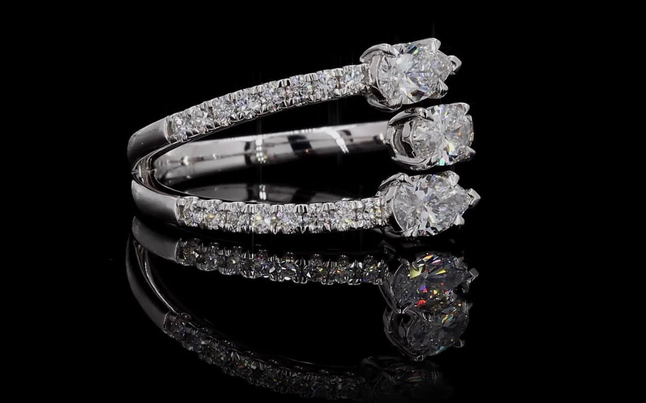 1.00 CTW Oval & Pear Lab Diamond Ring 14K White Gold