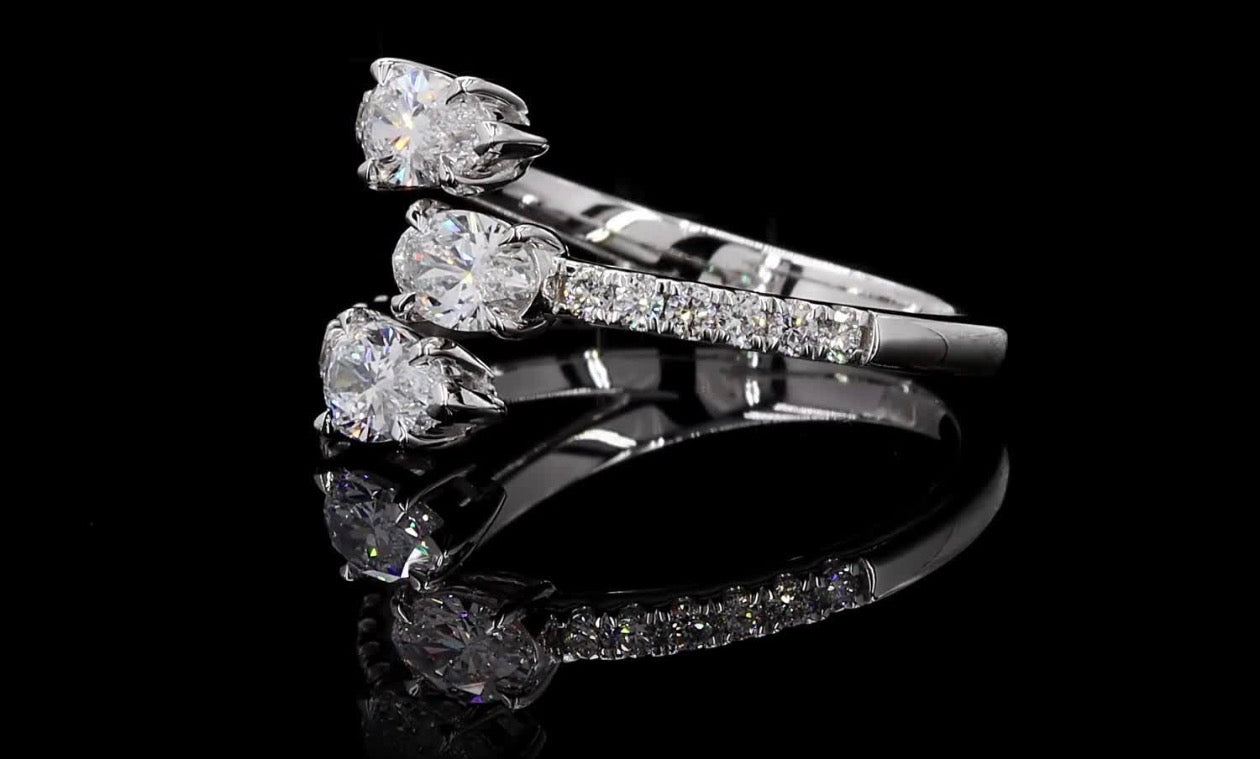 1.00 CTW Oval & Pear Lab Diamond Ring 14K White Gold