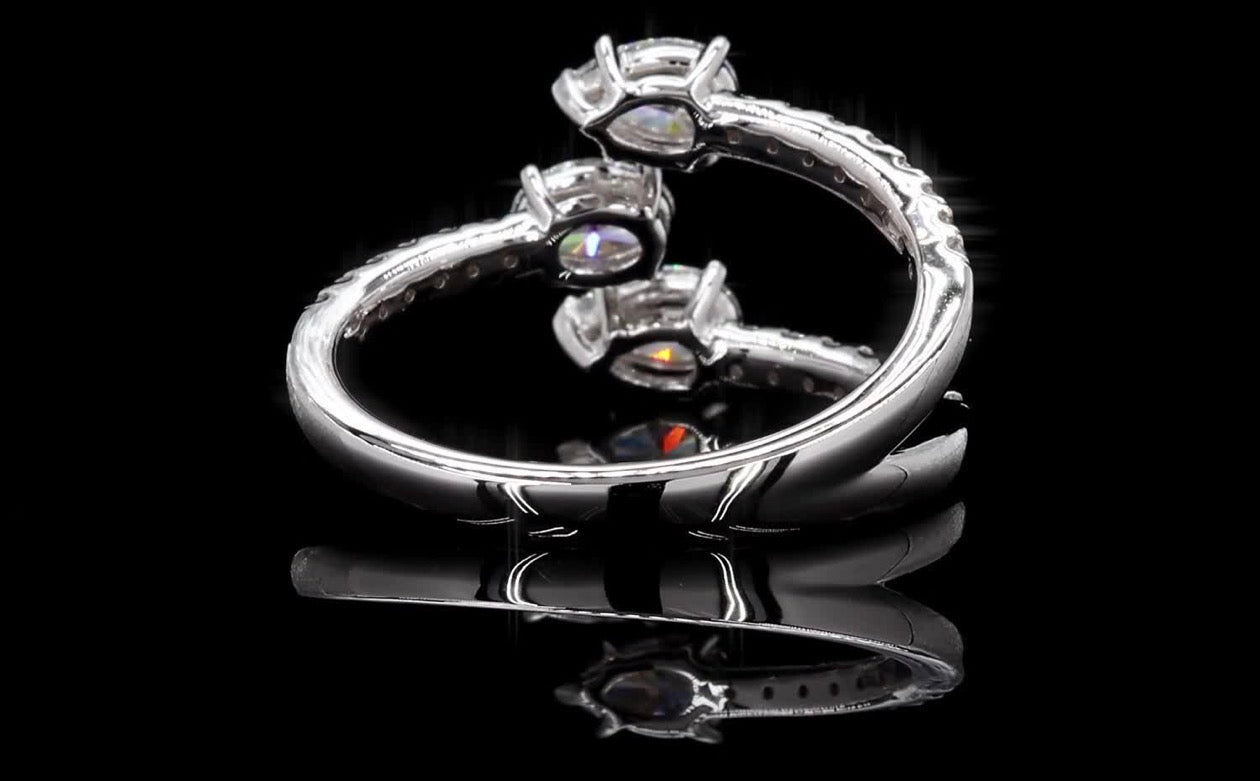 1.00 CTW Oval & Pear Lab Diamond Ring 14K White Gold