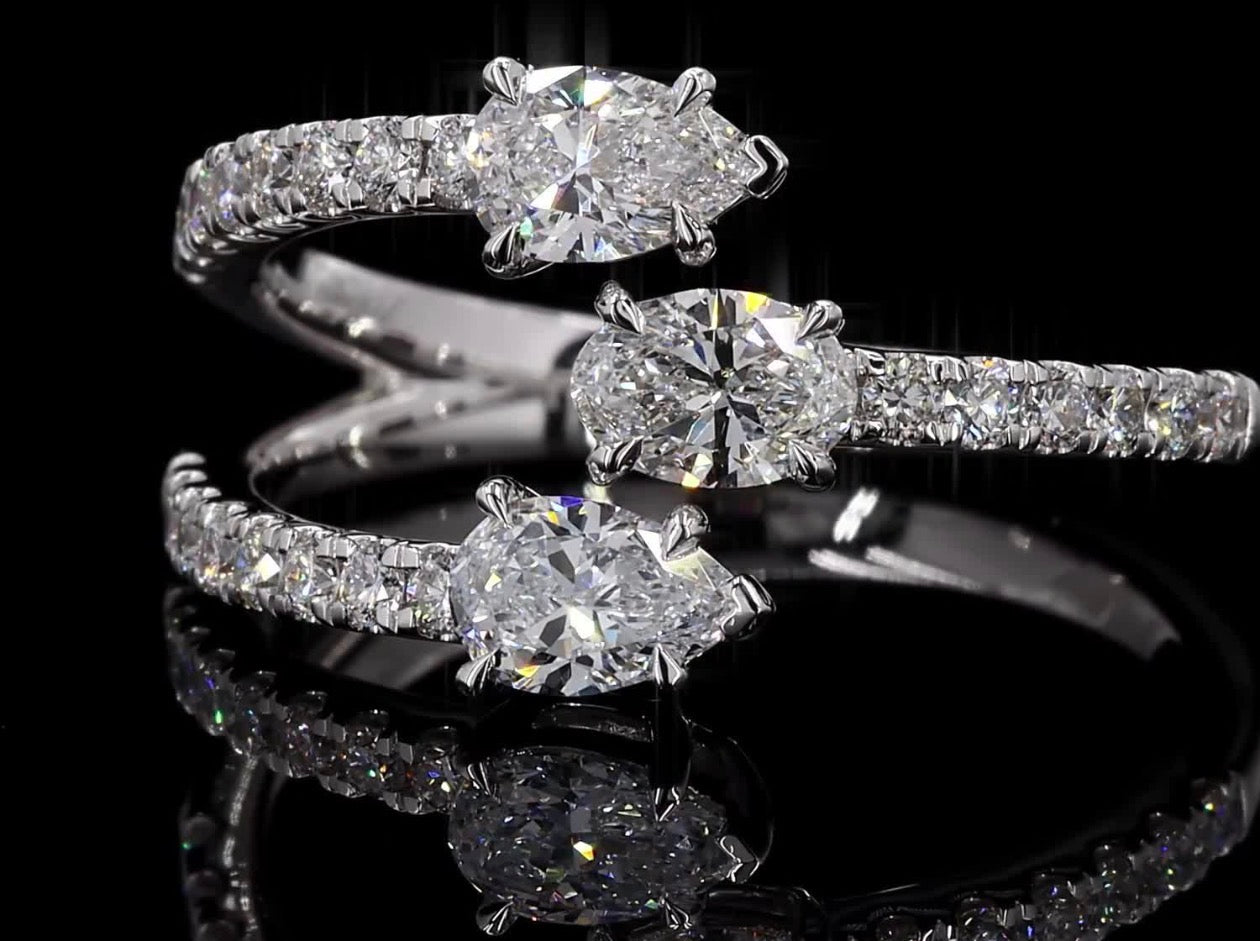 1.00 CTW Oval & Pear Lab Diamond Ring 14K White Gold