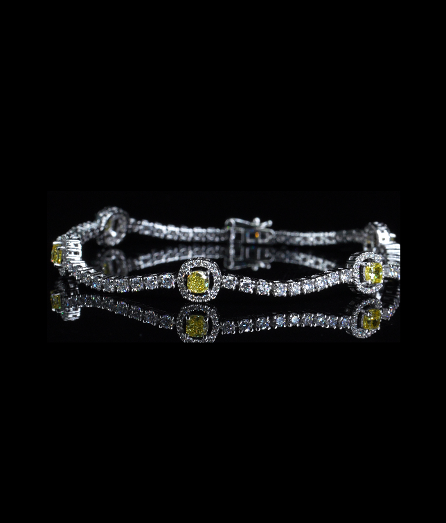 Yellow Lab Diamond Tennis Bracelet – 14K White Gold (3.75 CT)