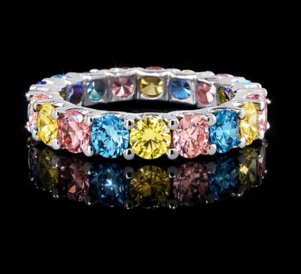 3.41 CT Multi-Color Lab Diamond Eternity Band – 14K White Gold