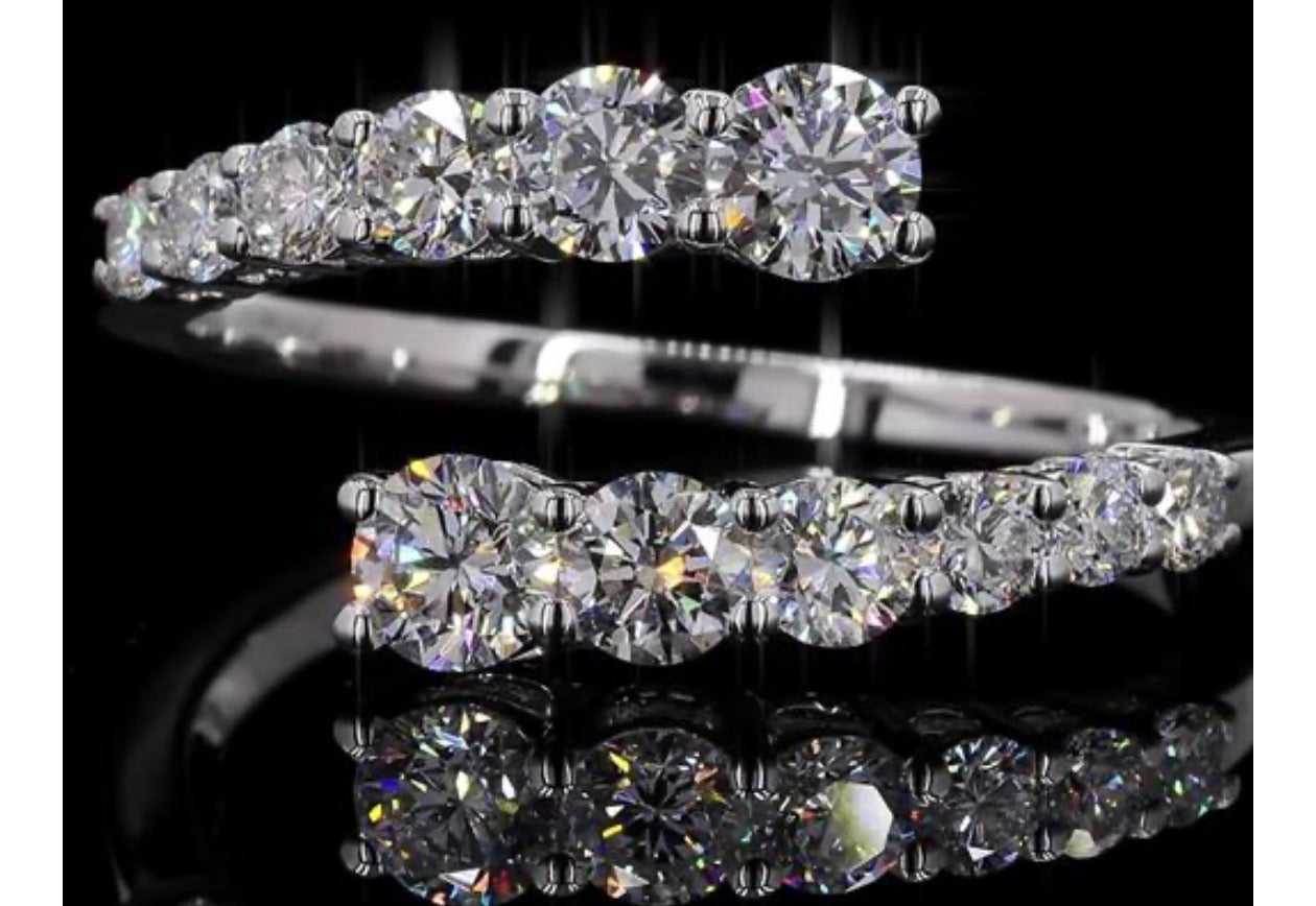 1 Carat Lab Diamond Bypass Ring in 14K White Gold