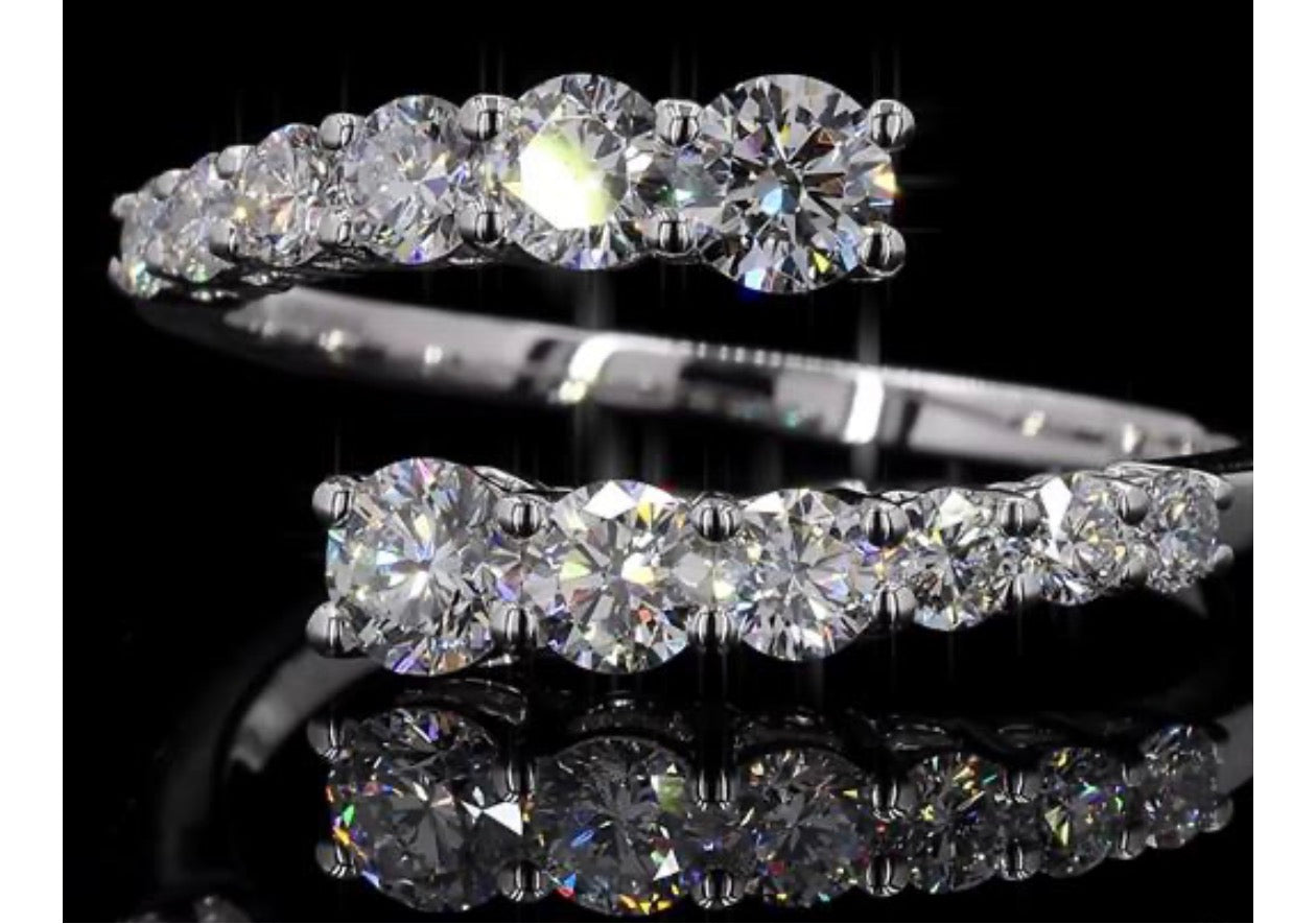 1 Carat Lab Diamond Bypass Ring in 14K White Gold