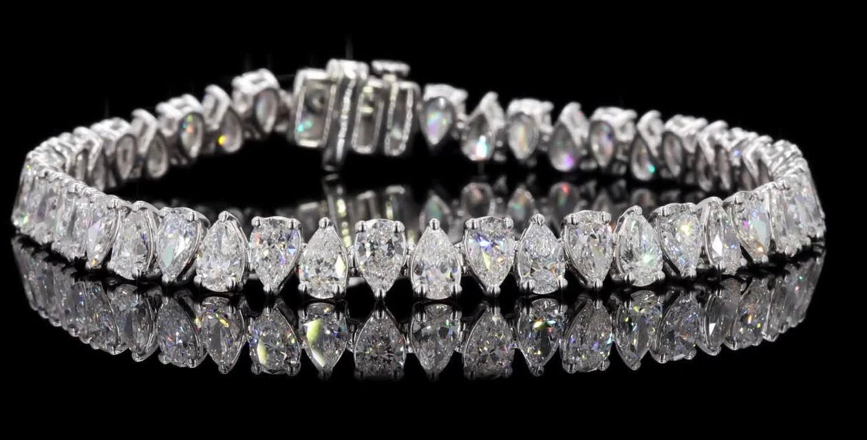 11.50 CT Pear Shape Lab Diamond Tennis Bracelet