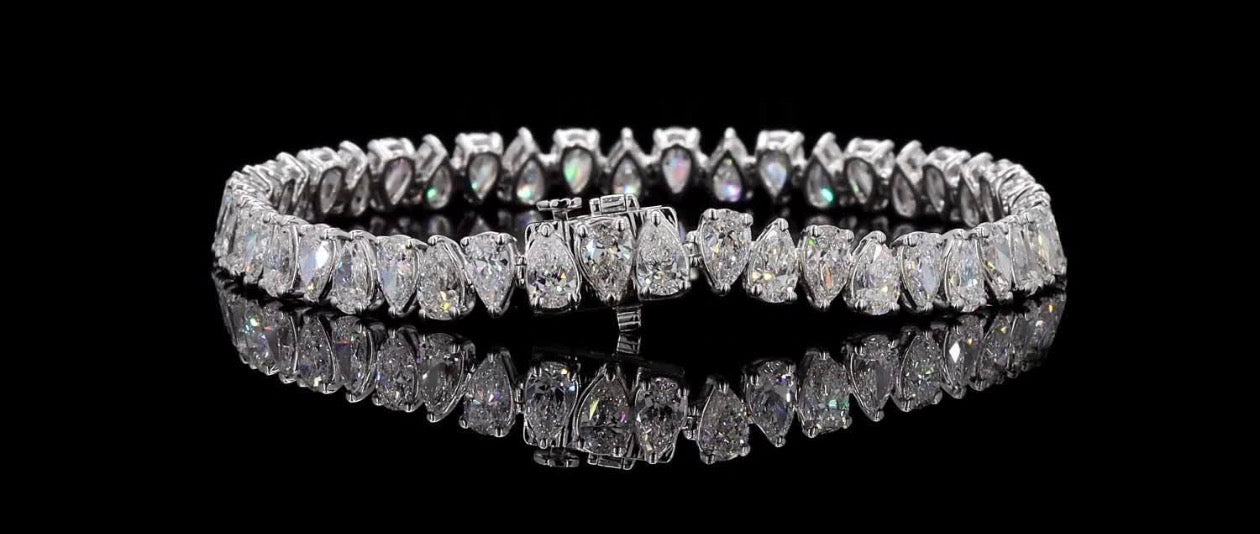 11.50 CT Pear Shape Lab Diamond Tennis Bracelet