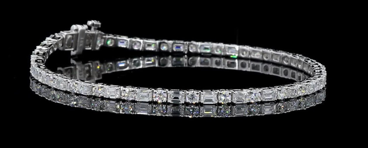 4.25 CT Alternating Emerald & Round Lab Diamond Bracelet