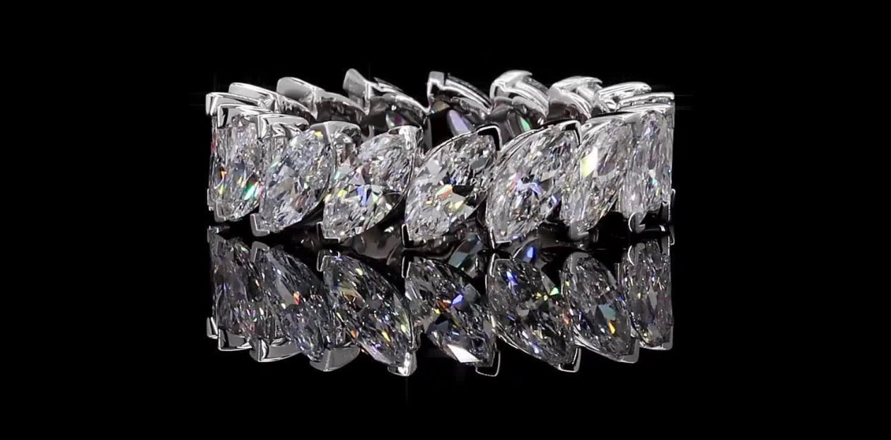 5.00 CTTW Marquise Lab Diamond Eternity Band – 14K White Gold