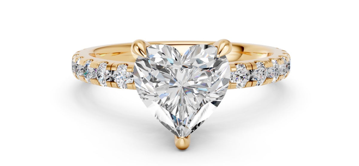 2.10 CTW Heart Lab Diamond Engagement Ring – 14K White Gold or Yellow Gold