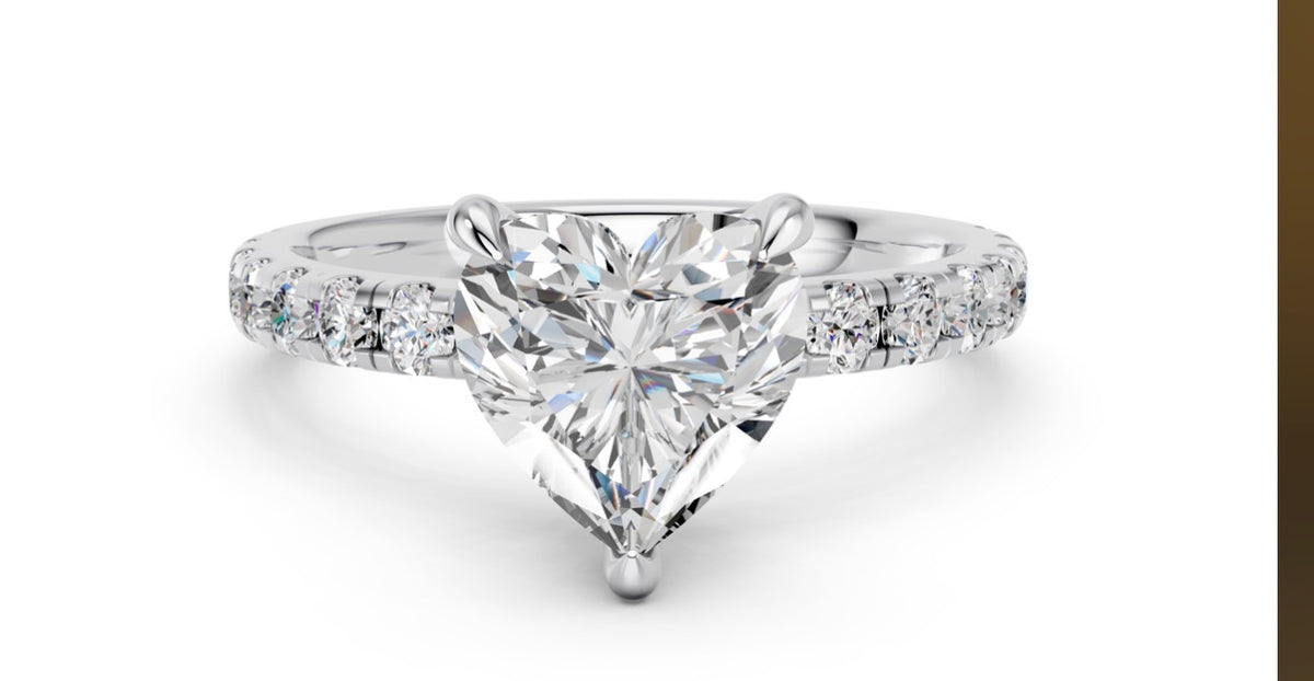 2.10 CTW Heart Lab Diamond Engagement Ring – 14K White Gold or Yellow Gold