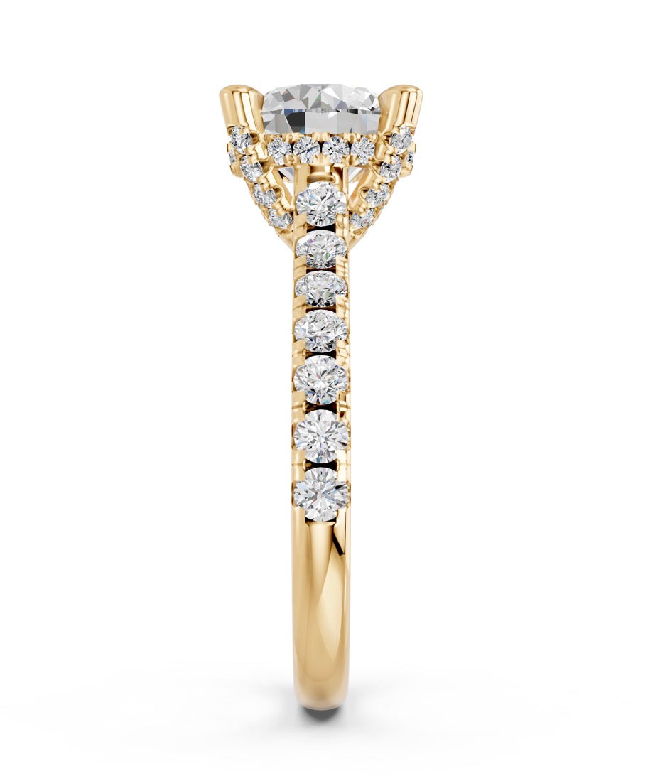 2.20 CTW Round Lab Diamond Engagement Ring – 14K White Gold or Yellow Gold