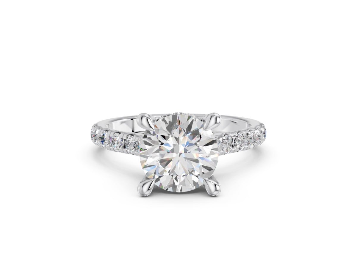 2.20 CTW Round Lab Diamond Engagement Ring – 14K White Gold or Yellow Gold