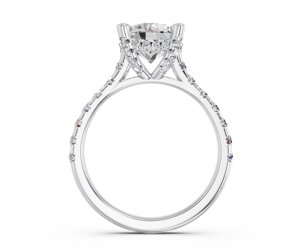 2.20 CTW Round Lab Diamond Engagement Ring – 14K White Gold or Yellow Gold