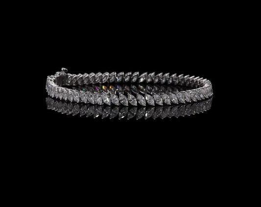 6.25 CTTW Angled Marquise Lab Diamond Tennis Bracelet – 14K White Gold