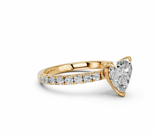2.10 CTW Heart Lab Diamond Engagement Ring – 14K White Gold or Yellow Gold
