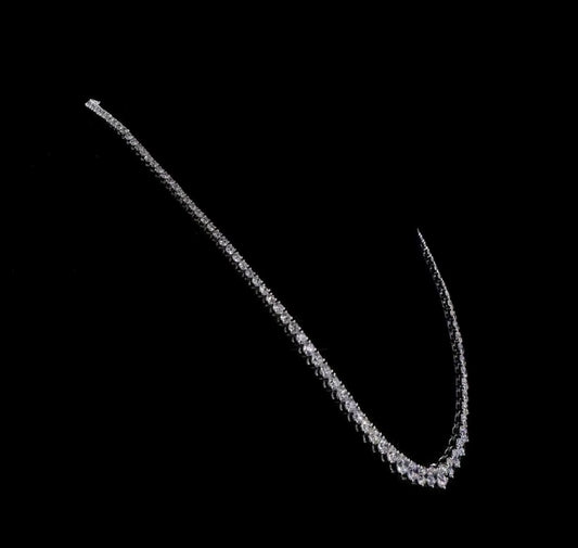 15 CT Lab-Grown Diamond Riviera Necklace – 14K White Gold