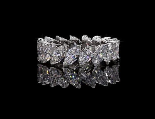 5.00 CTTW Marquise Lab Diamond Eternity Band – 14K White Gold