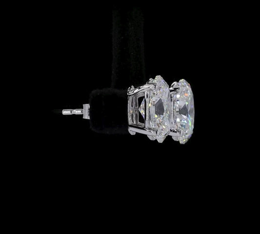 5.00 CTW Oval Lab Diamond Stud Earrings – 14K White Gold