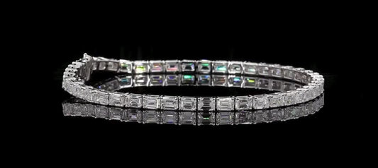 8 CT Emerald Cut Lab Diamond Tennis Bracelet – 14K White Gold