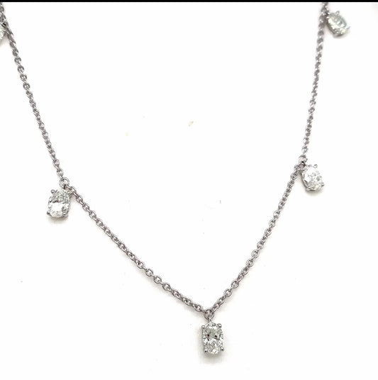 3 CT Diamond By The Yard Necklace (14K White Gold) – VS1 Clarity
