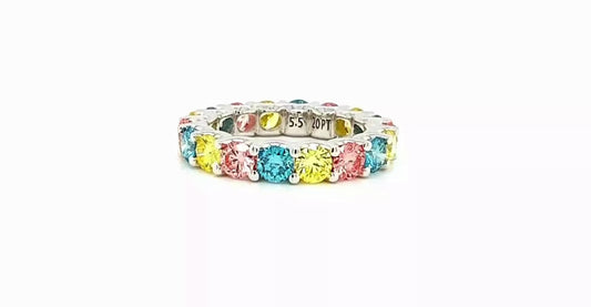 3.41 CT Multi-Color Lab Diamond Eternity Band – 14K White Gold