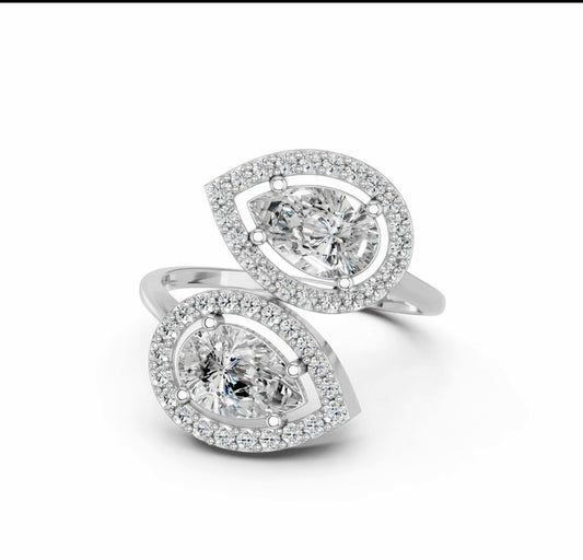 2.00 CTW Pear Lab Diamond Two-Stone Ring – 14K White Gold
